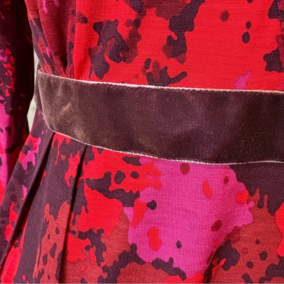 Boden Wrap Cocktail Dress Red and Black Long Sleeve V-Neck Wmn’s 4L - Picture 7 of 12